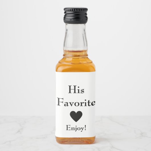 Zijn favoriete trouwgunst likeurfles etiket (Voorkant)