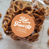 Zijn favoriete verbrande oranje retro boho bruilof ronde sticker