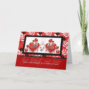 Zijn Gay Couple Two Red Hearts Jubileum Kaart
