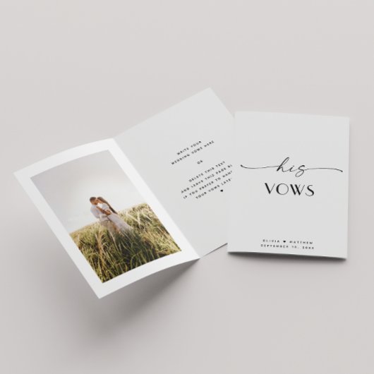 Zijn geloften | Moderne minimalistische fotobruide Kaart
