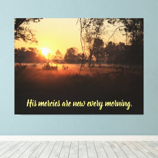 Zijn genade is elke ochtend nieuw canvas afdruk (Insitu (Houten vloer))