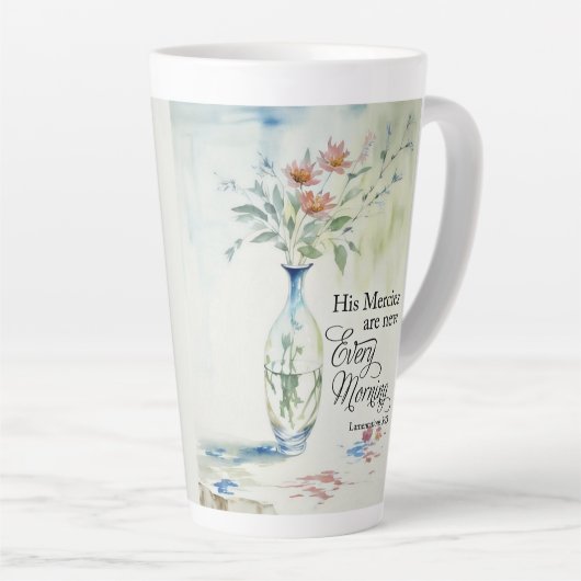 Zijn genade is elke ochtend nieuw latte mok (Rechterhoek)