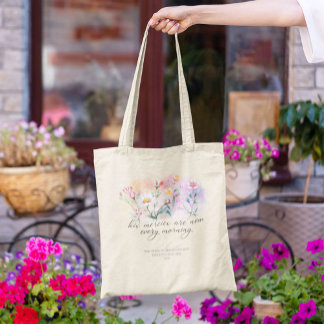 Zijn genade is nieuwe Wildflower Bijbel gewoonte Tote Bag