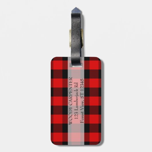 Zijn gepersonaliseerde Rustic Moose Red Buffalo Ps Bagagelabel (Achterkant verticaal)