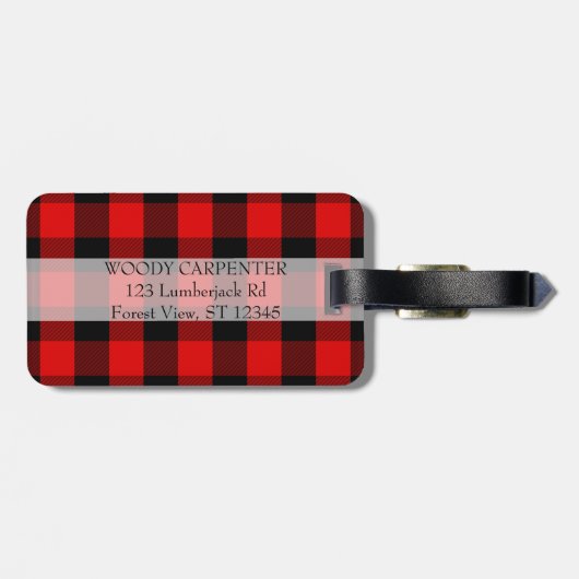 Zijn gepersonaliseerde Rustic Moose Red Buffalo Ps Bagagelabel (Achterkant horizontaal)