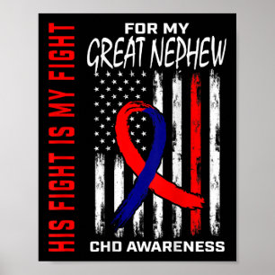 Zijn gevecht CHD Awareness Great Nephew USA Flag C Poster