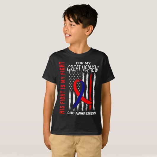 Zijn gevecht CHD Awareness Great Nephew USA Flag C T-shirt (Voorkant volledig)
