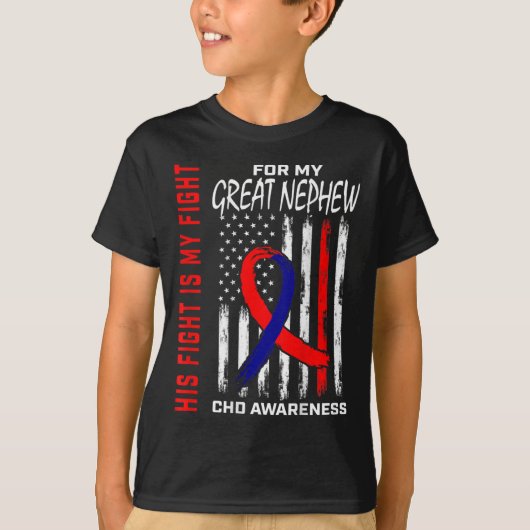 Zijn gevecht CHD Awareness Great Nephew USA Flag C T-shirt (Voorkant)