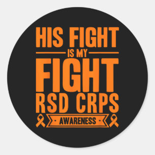 Zijn gevecht is mijn gevecht RSD CRPS Awareness 4 Ronde Sticker