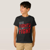 Zijn gevecht is mijn gevecht tegen bloedkanker bew t-shirt (Voorkant volledig)
