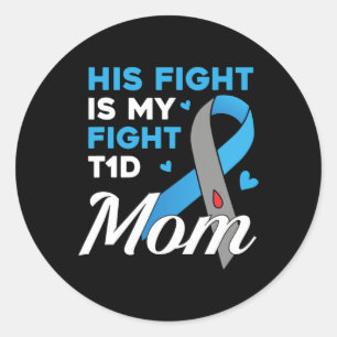 Zijn gevecht is mijn strijd tegen diabetes type 1 ronde sticker