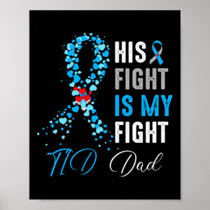 Zijn gevecht is mijn T1D pap Diabetes Bewustheid R Poster