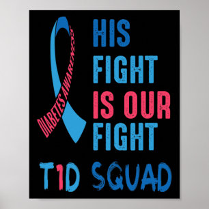 Zijn gevecht is onze strijd tegen diabetes bewustw poster