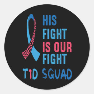 Zijn gevecht is onze strijd tegen diabetes bewustw ronde sticker