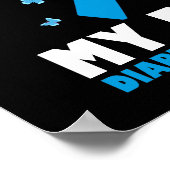 Zijn gevecht tegen diabetes bewustzijn T1D-lint Poster (Hoek)