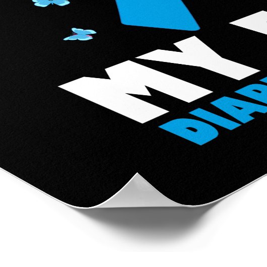 Zijn gevecht tegen diabetes bewustzijn T1D-lint Poster (Hoek)