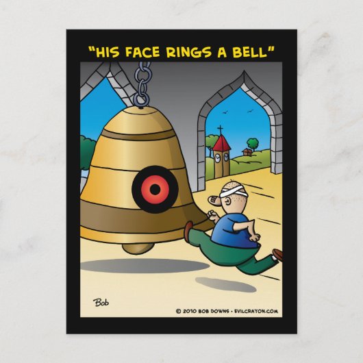 "Zijn gezicht leidt een bell" Briefkaart (Voorkant)