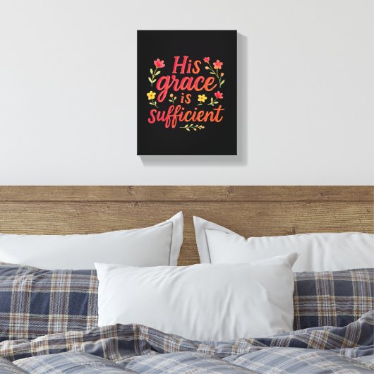Zijn Grace is voldoende Canvas Afdruk (Insitu (Slaapkamer))