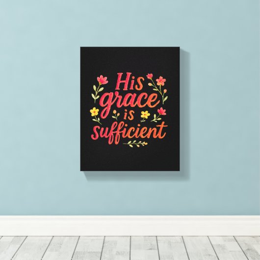 Zijn Grace is voldoende Canvas Afdruk (Insitu (Houten vloer))