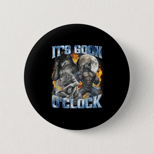 Zijn Grappig Uur Cool Grappig Alpha Wolf Weerwolf Ronde Button 5,7 Cm (Voorkant)