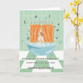 Zijn grappige Humor zingt in de etenavond. Kaart (Gele Bloem)