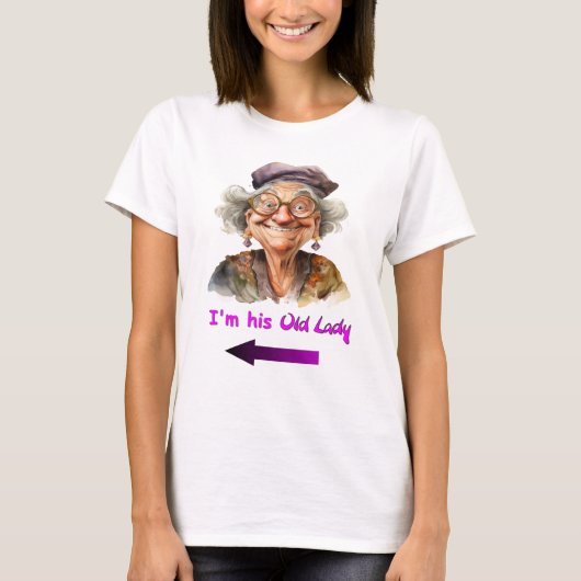 Zijn grappige Old Lady t-shirt (Voorkant)