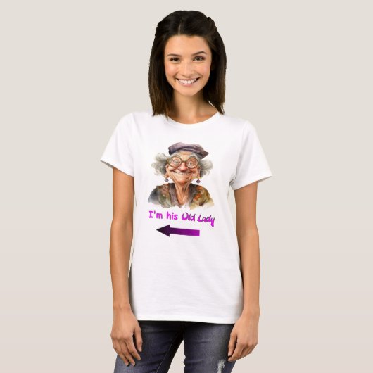 Zijn grappige Old Lady t-shirt (Voorkant volledig)
