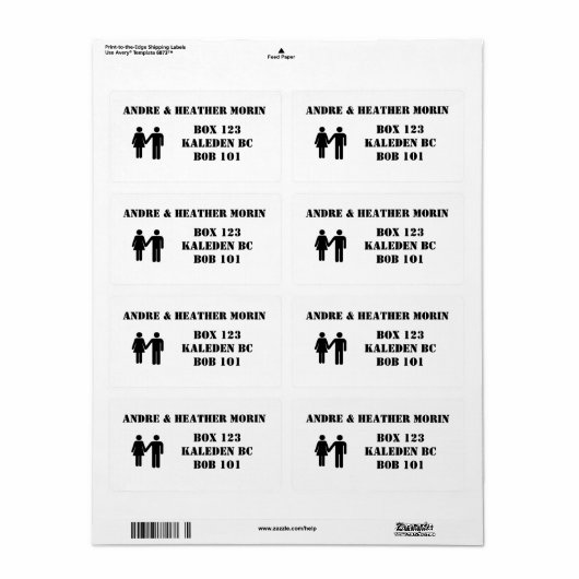 Zijn & haar Adress Labels (Full Sheet)