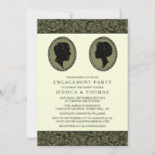 Zijn & haar Art Deco Silhouette Engagement Party Kaart (Voorkant)