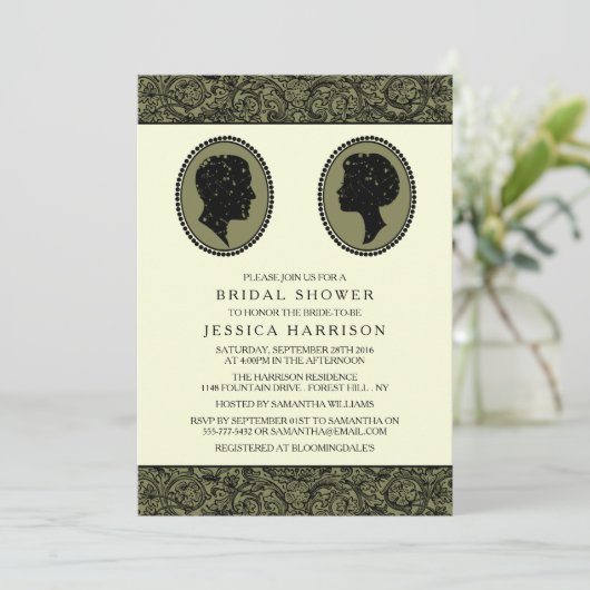 Zijn & haar Art Deco Silhouette Vrijgezellenfeest Kaart (Staand voorkant)