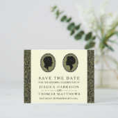 Zijn & haar Art Deco Silhouette Wedding Collectie Aankondigingskaart (Staand voorkant)