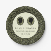 Zijn & haar Art Deco Silhouette Wedding Collectie Papieren Bordje (Voorkant)