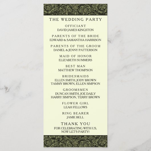 Zijn & haar Art Deco Silhouette Wedding Collectie Programmakaart (Achterkant)