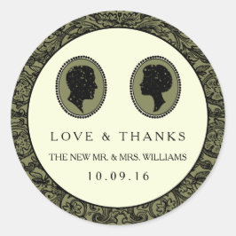 Zijn & haar Art Deco Silhouette Wedding Collectie Ronde Sticker