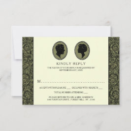 Zijn & haar Art Deco Silhouette Wedding Collectie RSVP Kaartje