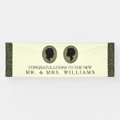 Zijn & haar Art Deco Silhouette Wedding Collectie Spandoek (Horizontaal)