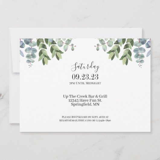 Zijn & haar Bachelorette Party Foliage Invitation Kaart (Achterkant)