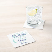 Zijn & haar blauw Manuscript Namen, Bleek Blauwgro Kartonnen Onderzetters (Insitu)