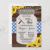 Zijn & haar Couple's Shower Rustic Wood Blue Invit Kaart (Voorkant)