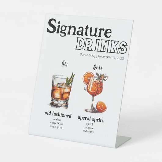 Zijn & Haar Drink Menu Reclamebord Met Voetstuk (Voorkant)