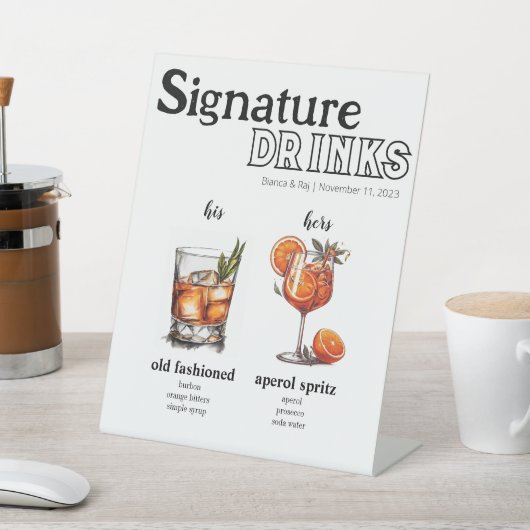 Zijn & Haar Drink Menu Reclamebord Met Voetstuk (Insitu)