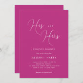 Zijn & Haar eenvoudige magenta paar douche bruids Kaart (Voorkant / Achterkant)