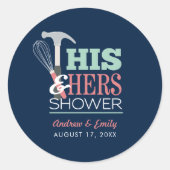 Zijn & Haar Hamer Whisk Handy Couple Shower Ronde Sticker (Voorkant)