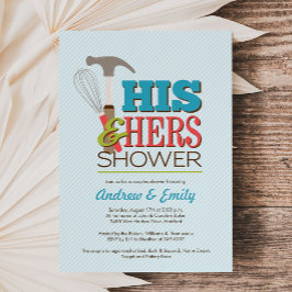 Zijn & haar handige bruiloft paar douche uitnodigi kaart