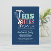 Zijn & haar handige bruiloft paar douche uitnodigi kaart (Staand voorkant)