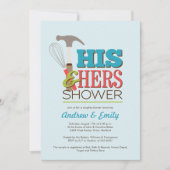 Zijn & haar handige bruiloft paar douche uitnodigi kaart (Voorkant)