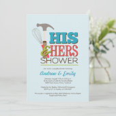 Zijn & haar handige bruiloft paar douche uitnodigi kaart (Staand voorkant)