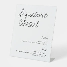 Zijn & haar handtekening Cocktail Weddenschap Reclamebord Met Voetstuk