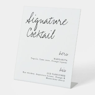Zijn & haar handtekening Cocktail Weddenschap Reclamebord Met Voetstuk