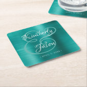 Zijn/haar Manuscript Namen, borstelde Groene Metal Kartonnen Onderzetters (Schuin)